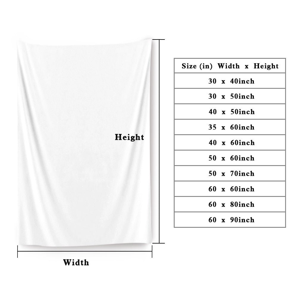 Custom Tree of Life Tapestry, Personalized Wall Hanging with Your Text size chart