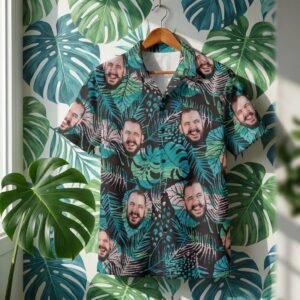 Custom Multi-Face Hawaiian Shirt, Personalized All-Over Print Aloha Beach Shirt for Men — lifestyle scene 1