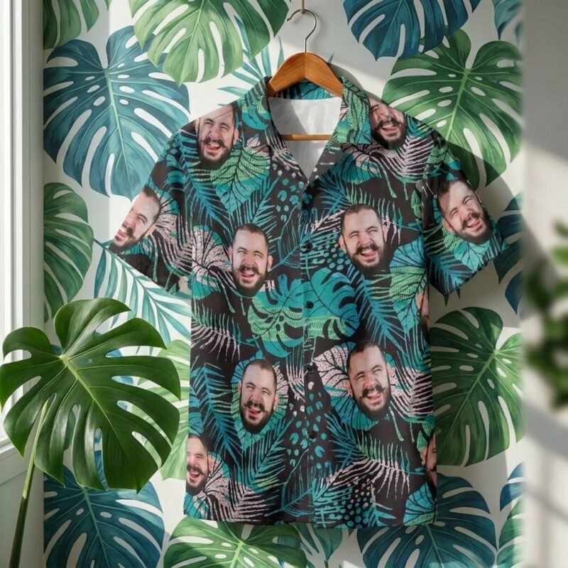 Custom Multi-Face Hawaiian Shirt, Personalized All-Over Print Aloha Beach Shirt for Men — lifestyle scene 1