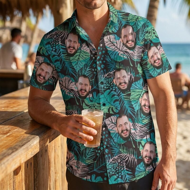 Custom Multi-Face Hawaiian Shirt, Personalized All-Over Print Aloha Beach Shirt for Men — lifestyle scene 2