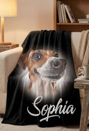 Custom Pet & Portrait Blanket Personalized with Your Photo & Name — lifestyle scene 1