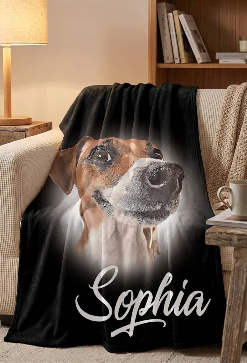 Custom Pet & Portrait Blanket Personalized with Your Photo & Name — lifestyle scene 1