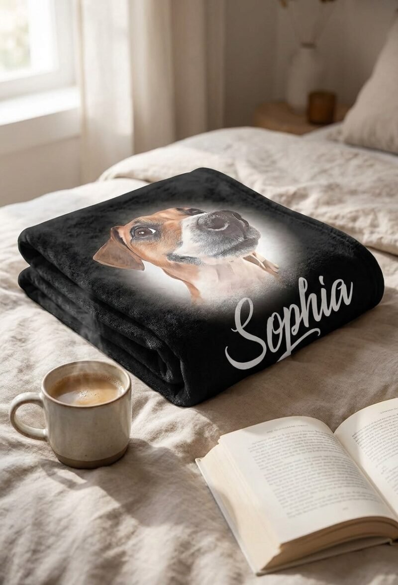 Custom Pet & Portrait Blanket Personalized with Your Photo & Name — lifestyle scene 2