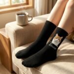 Custom Pet Portrait Socks Personalized with Your Pet's Photo & Name — lifestyle scene 1