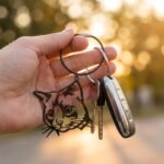 Custom Pet Silhouette Keychain, Personalized Laser-Cut Photo Art Keychain — lifestyle scene 2