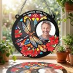 Custom Photo Memorial Suncatcher, Personalized Stained Glass Style Window Hanging — lifestyle scene 1