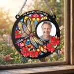 Custom Photo Memorial Suncatcher, Personalized Stained Glass Style Window Hanging — lifestyle scene 2