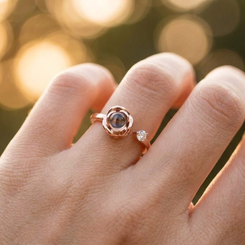 Custom Photo Projection Ring, Personalized Photo Ring for Women — lifestyle scene 1