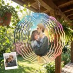 Custom Photo Wind Spinner, Personalized Outdoor Garden Décor — lifestyle scene 1