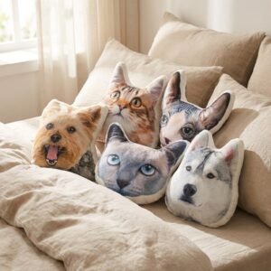 Custom Shaped Pillow Personalized with Your Pet or Loved One in Full Body or Head Design — lifestyle scene 1