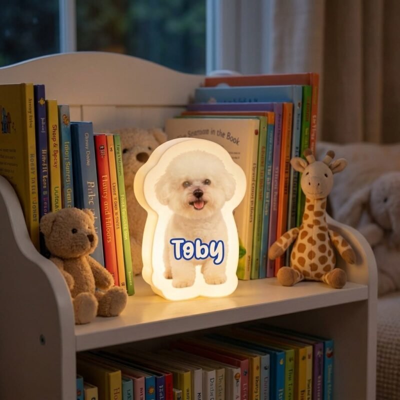 Personalized Motion Sensor Pet Photo Night Light, Custom Shaped Wall Lamp with Your Pet's Photo & Name — lifestyle scene 2