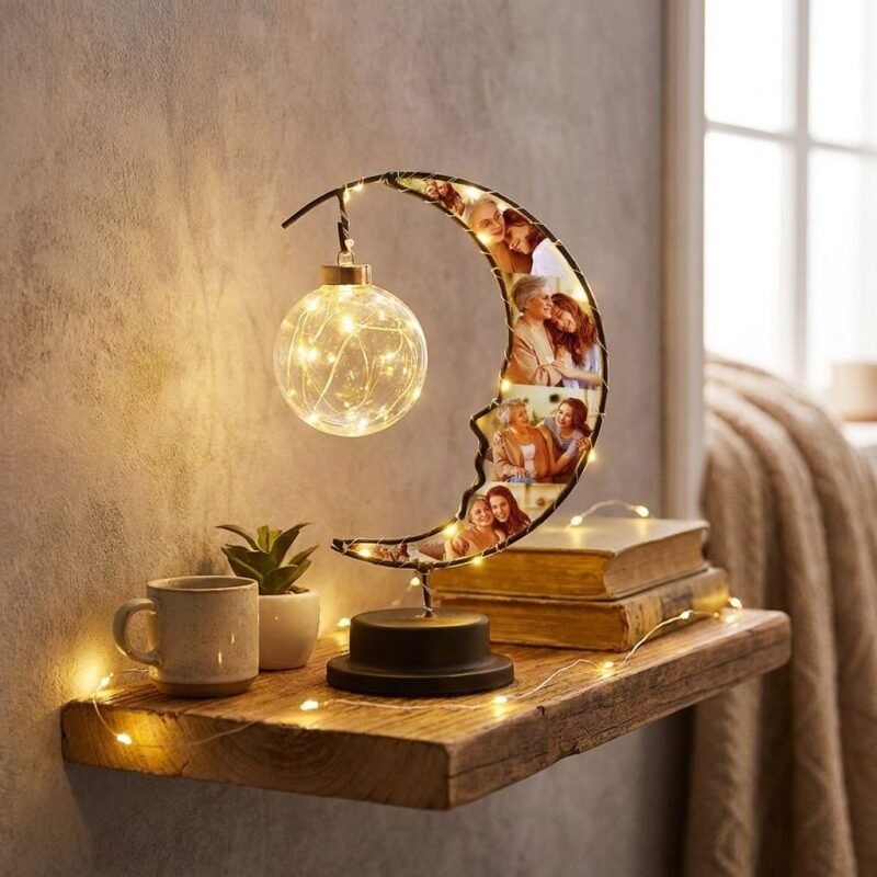 Personalized Photo Moon Light with 6 Custom Photos & Built-In Fairy Lights — lifestyle scene 2