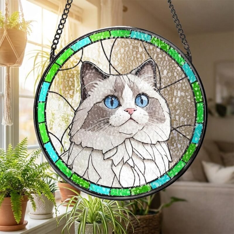 Their Face in the Light — Custom Pet Stained Glass Suncatcher — lifestyle scene 1