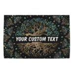 Custom Tree of Life tapestry with personalized text, flat view