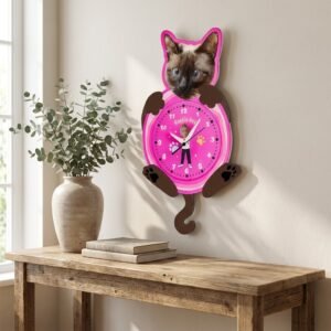 Who's a Good Timekeeper? — Custom Pet & Owner Face Wall Clock — lifestyle scene 1