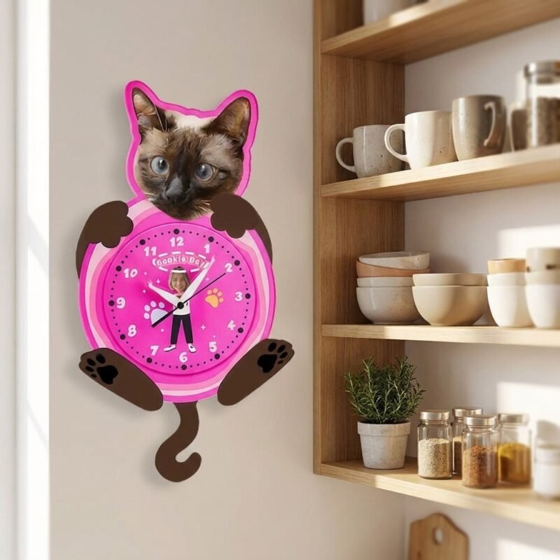 Who's a Good Timekeeper? — Custom Pet & Owner Face Wall Clock — lifestyle scene 2